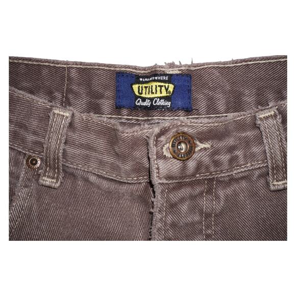 Vintage Utility Carpenter Shorts Men’s 34 Brown Baggy Fit Distressed Hem - Picture 3 of 7